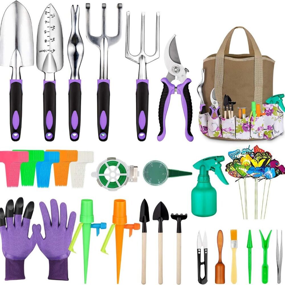 Garden Tools Set 83 Piece, Succulent Tools Set Included, Heavy Duty Aluminum Gar